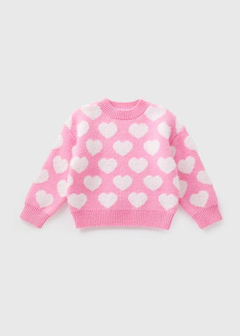 Girls Pink Heart Jumper (1-7yrs)  C251657