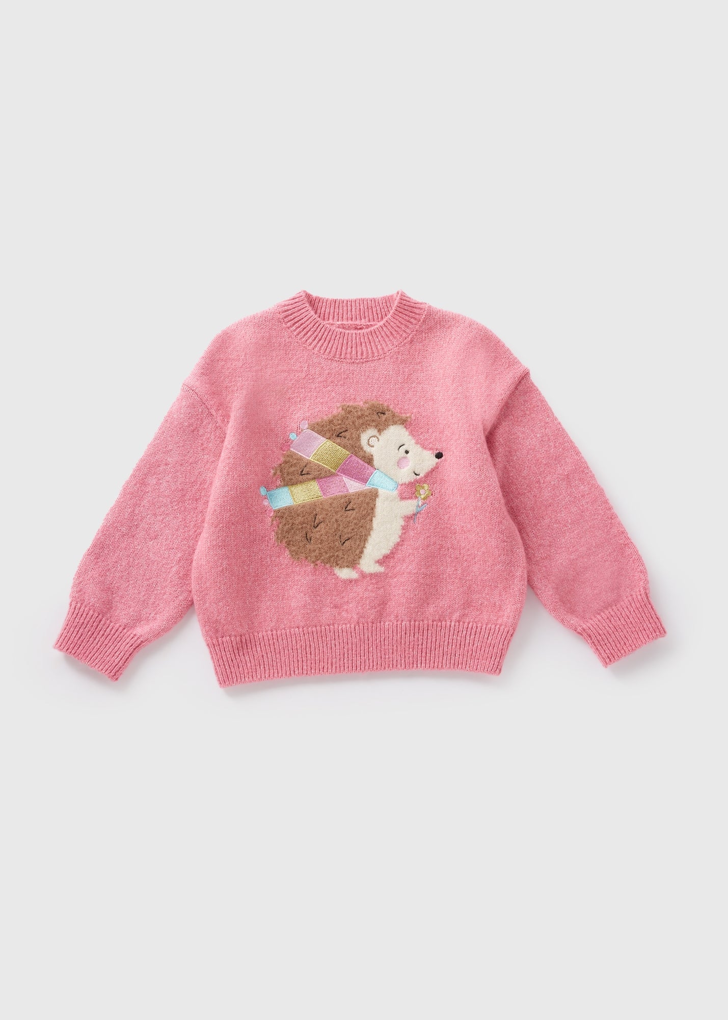 Girls Pink Hedgehog Knitted Jumper (1-7yrs)  C251659