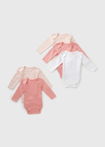 5 Pack Baby Pink Long Sleeve Bodysuits (Newborn-23mths)  C136433