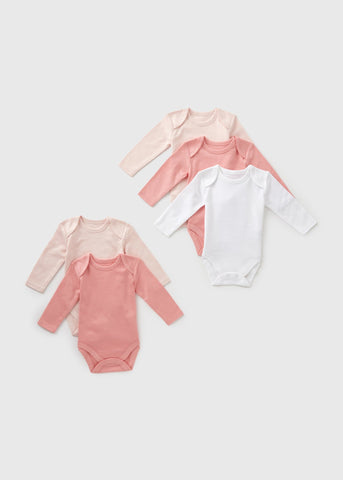 5 Pack Baby Pink Long Sleeve Bodysuits (Newborn-23mths)  C136433