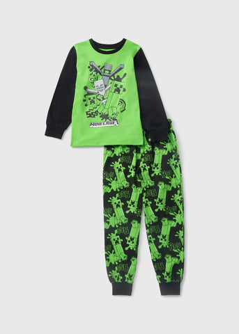 Minecraft Kids Green Top & Bottoms Pyjama Set (4-13yrs)  C294796