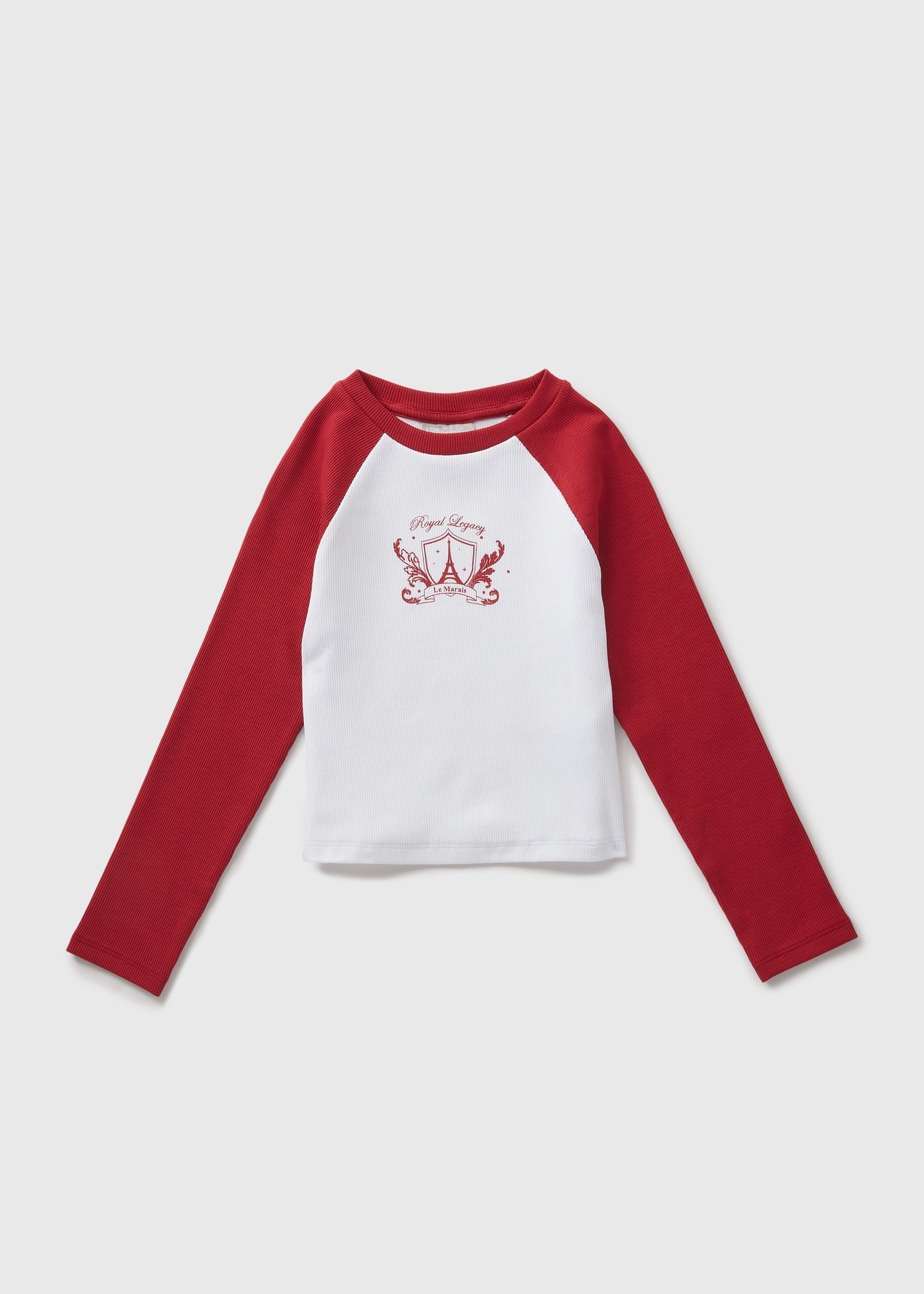 Girls White Paris Ringer Long Sleeve Top (7-15yrs)  G325047