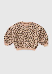 Girls Brown Leopard Print Sweatshirt (1-7yrs)  C251860