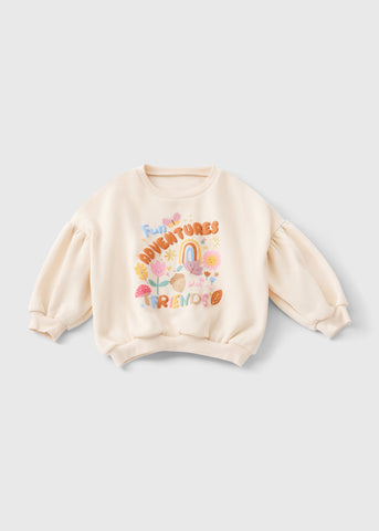 Girls Cream Adventure Sweatshirt (1-7yrs)  C251861