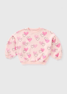 Girls Pink Heart Sweatshirt (1-7yrs)  C251864