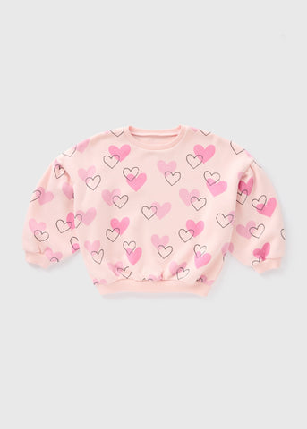 Girls Pink Heart Sweatshirt (1-7yrs)  C251864