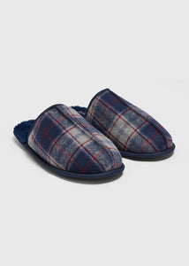 Navy Check Mule Slippers  M213083