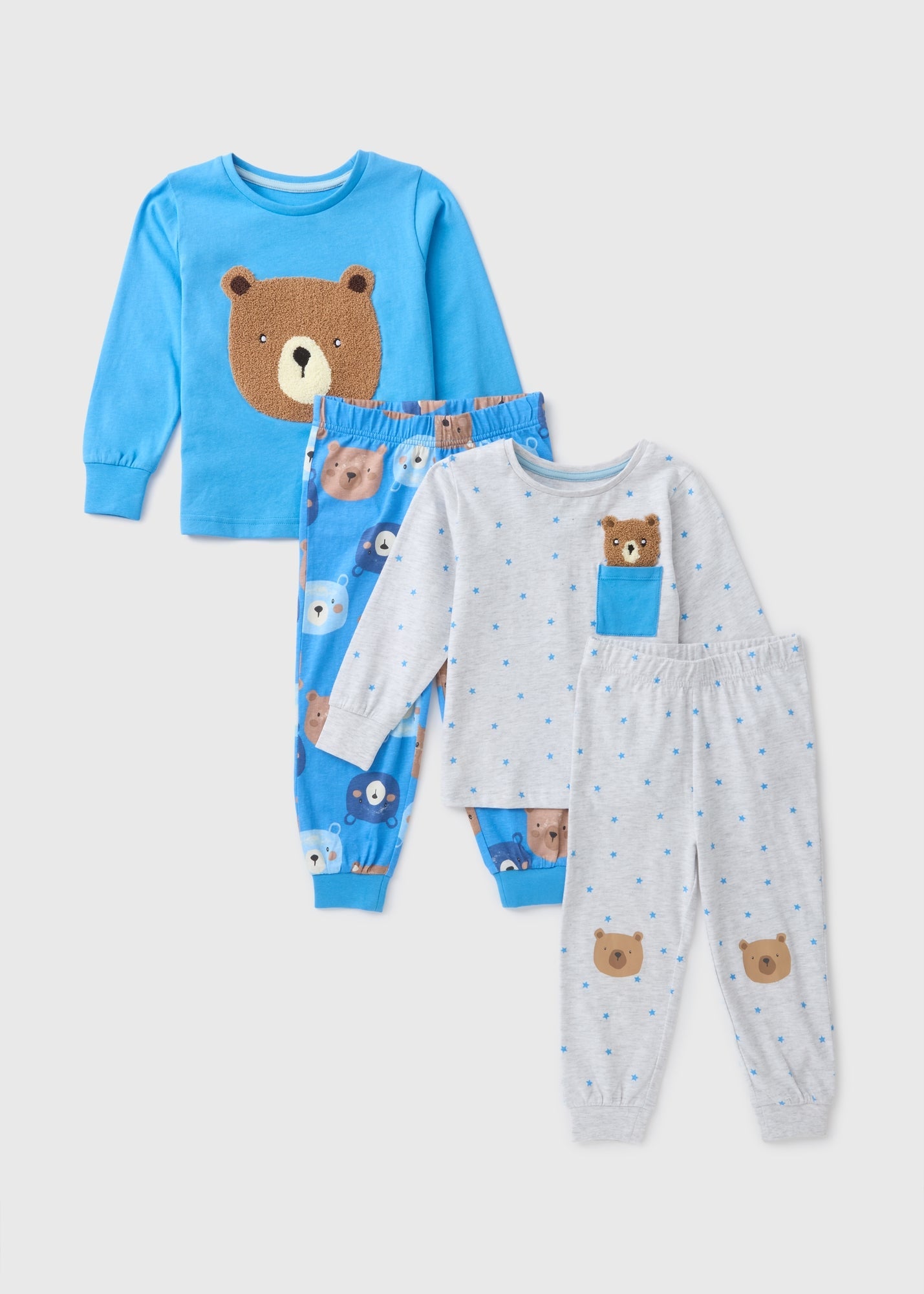 2 Pack Boys Blue Bear Pyjama Set (1-7yrs)  C173082