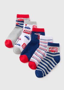 5 Pack Boys Multicolour London Ankle Socks (Younger 6-Older 6.5)  B300417