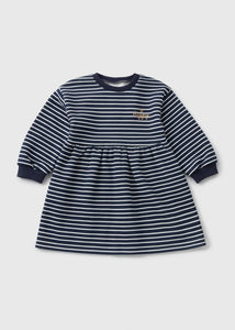 Girls Navy Stripe Sweater Dress (1-7yrs)  C101505