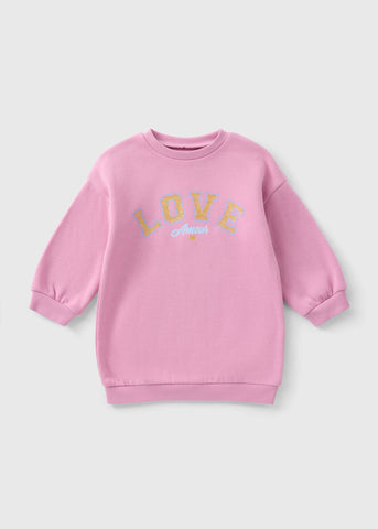 Girls Pink Love Sweater Dress (1-7yrs)  C101507