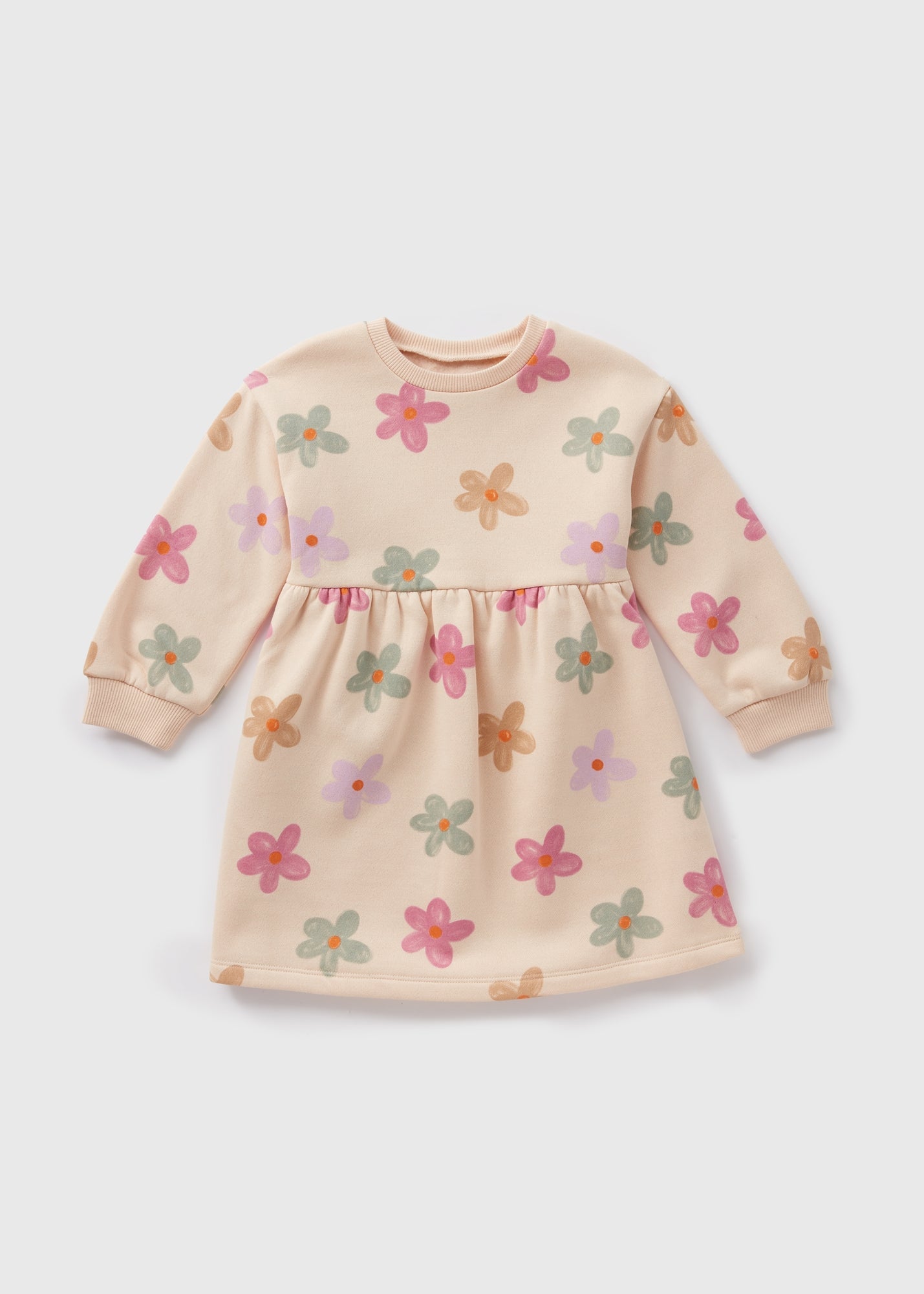 Girls Beige Floral Dress (1-7yrs)  C101509