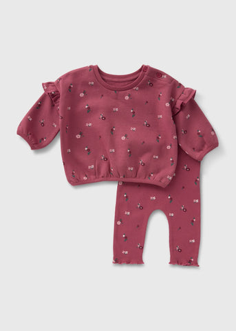 Baby Burgundy Floral Top & Legging Set (Newborn-23mths)  C321129