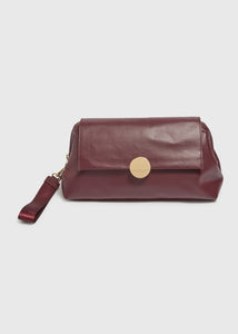 Burgundy Oversized Hardware Detail Clutch  F441961