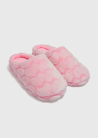 Girls Pink Heart Mule Slippers (Younger 10-Older 5)  C303870