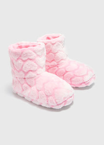 Girls Pink Heart Boot Slippers (Younger 10-Older 5)  C303872