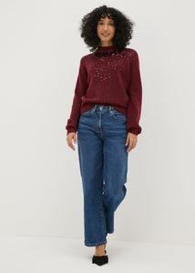 Burgundy Sequin Jumper  F275594