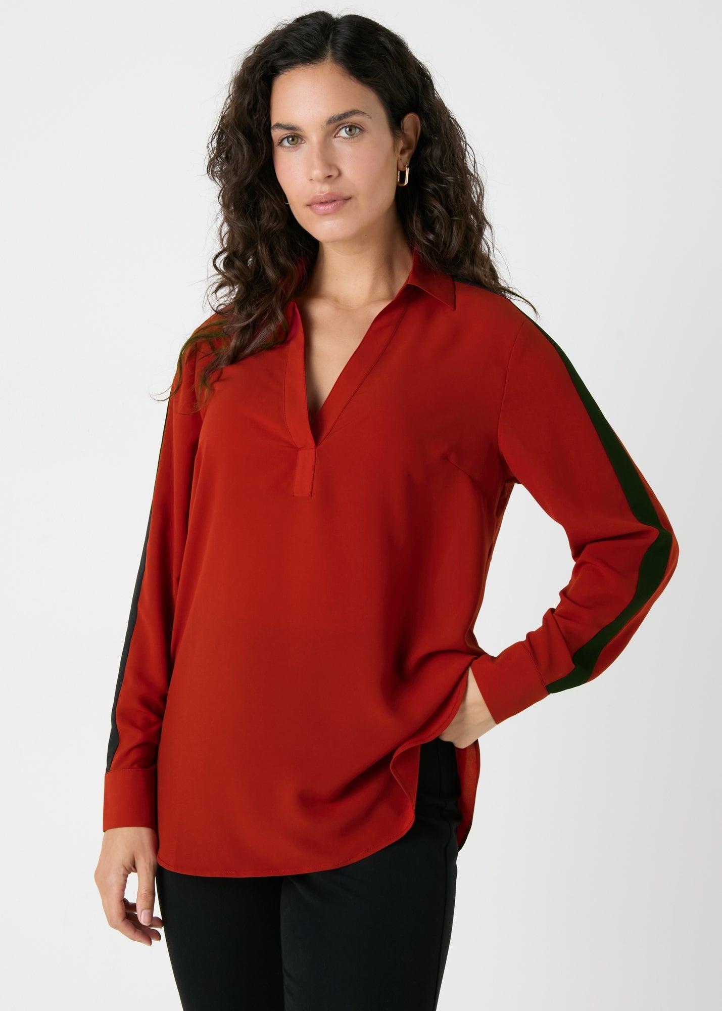 Et Vous Red Side Stripe Blouse  F348232