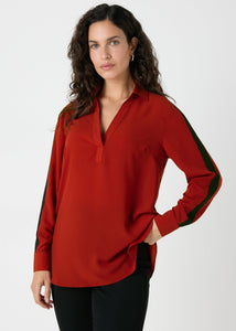 Et Vous Red Side Stripe Blouse  F348232