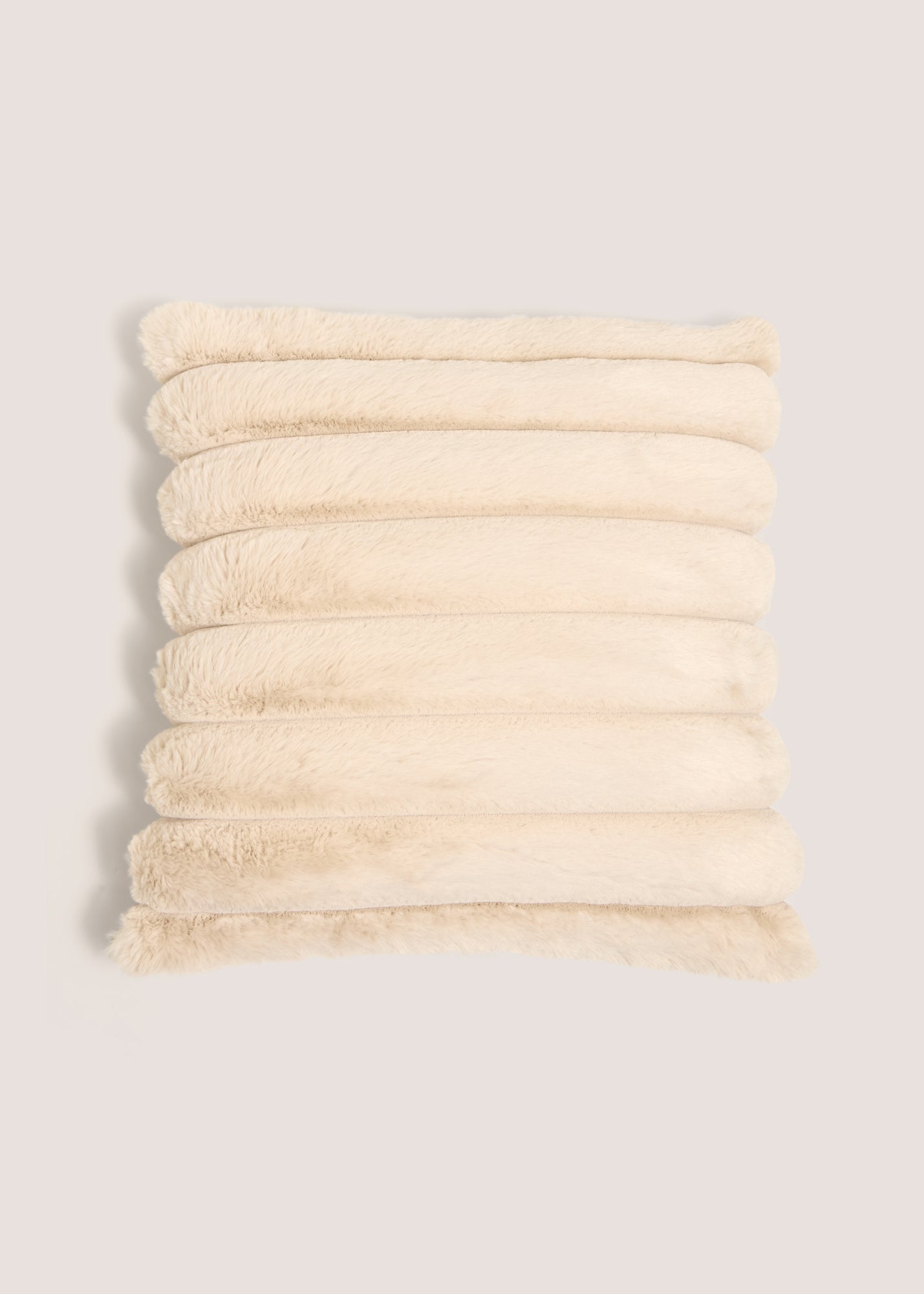 Natural Ribbed Faux Fur Cushion M494191