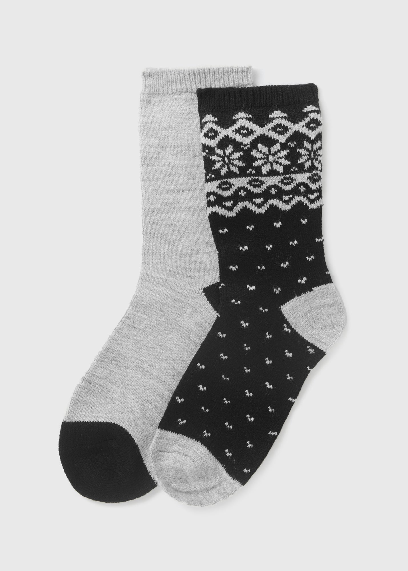 2 Pack Black Thermal Fairisle Socks  F473544