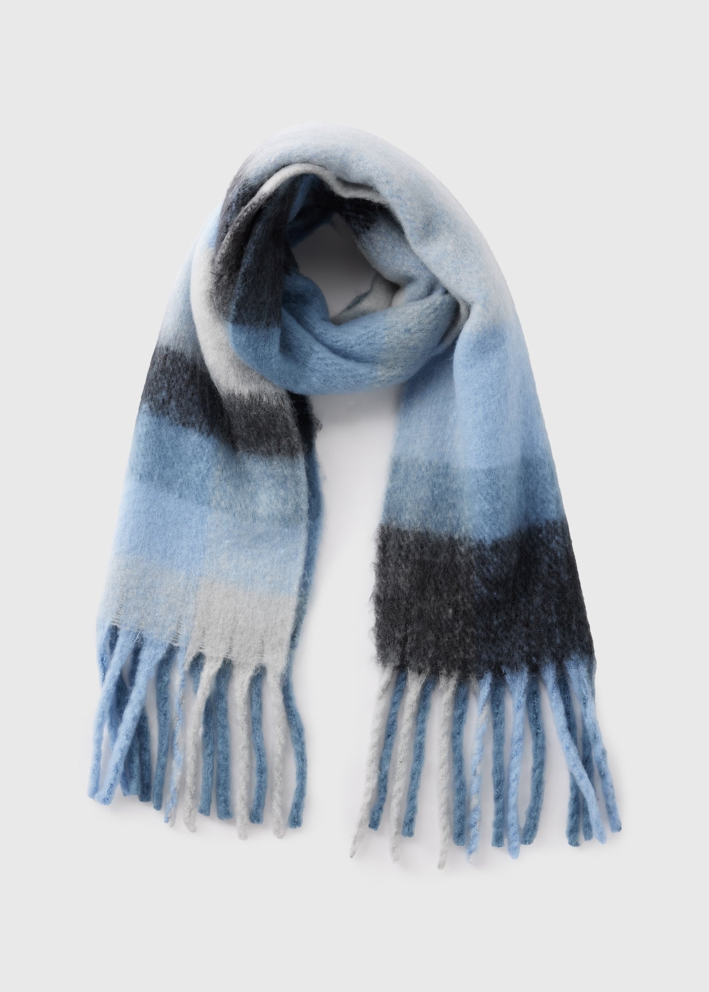 Blue Check Brushed Scarf  F441984