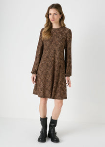 Brown Animal Print Dress  F413631