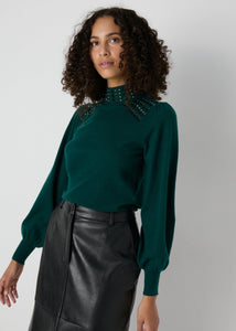 Et Vous Green Embellished Jumper  F513182