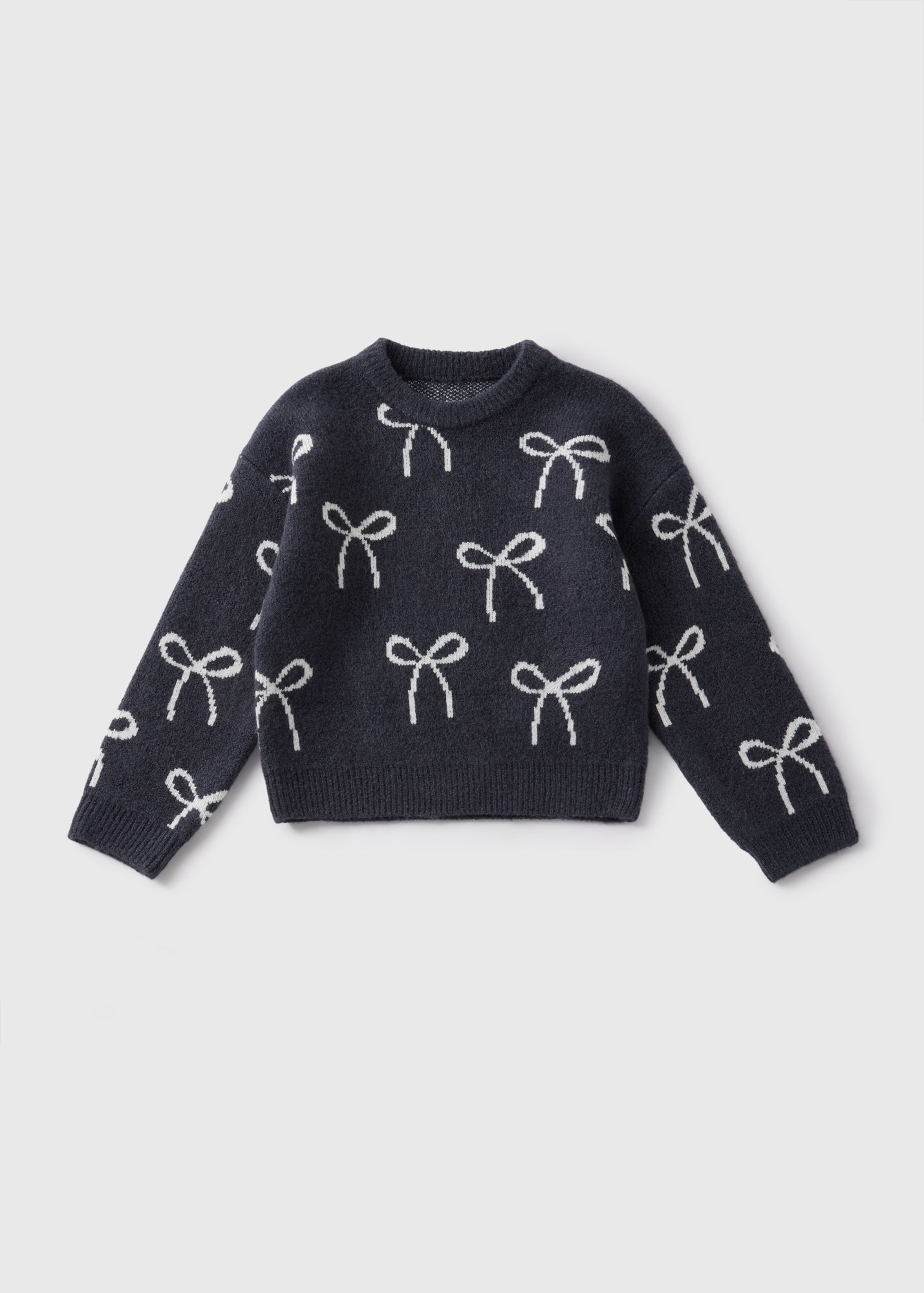 Girls Charcoal Bow Knitted Jumper (1-7yrs)  C251895