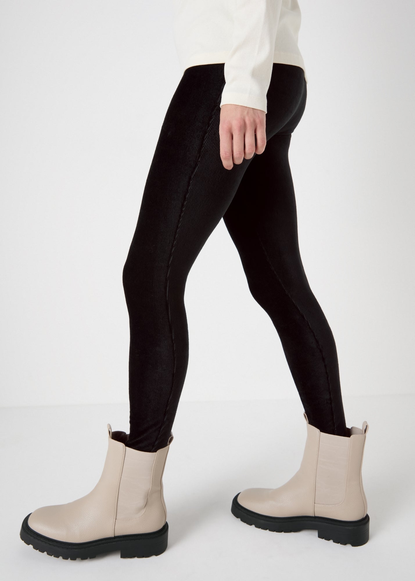 Black Velvet Cord Leggings  F712073