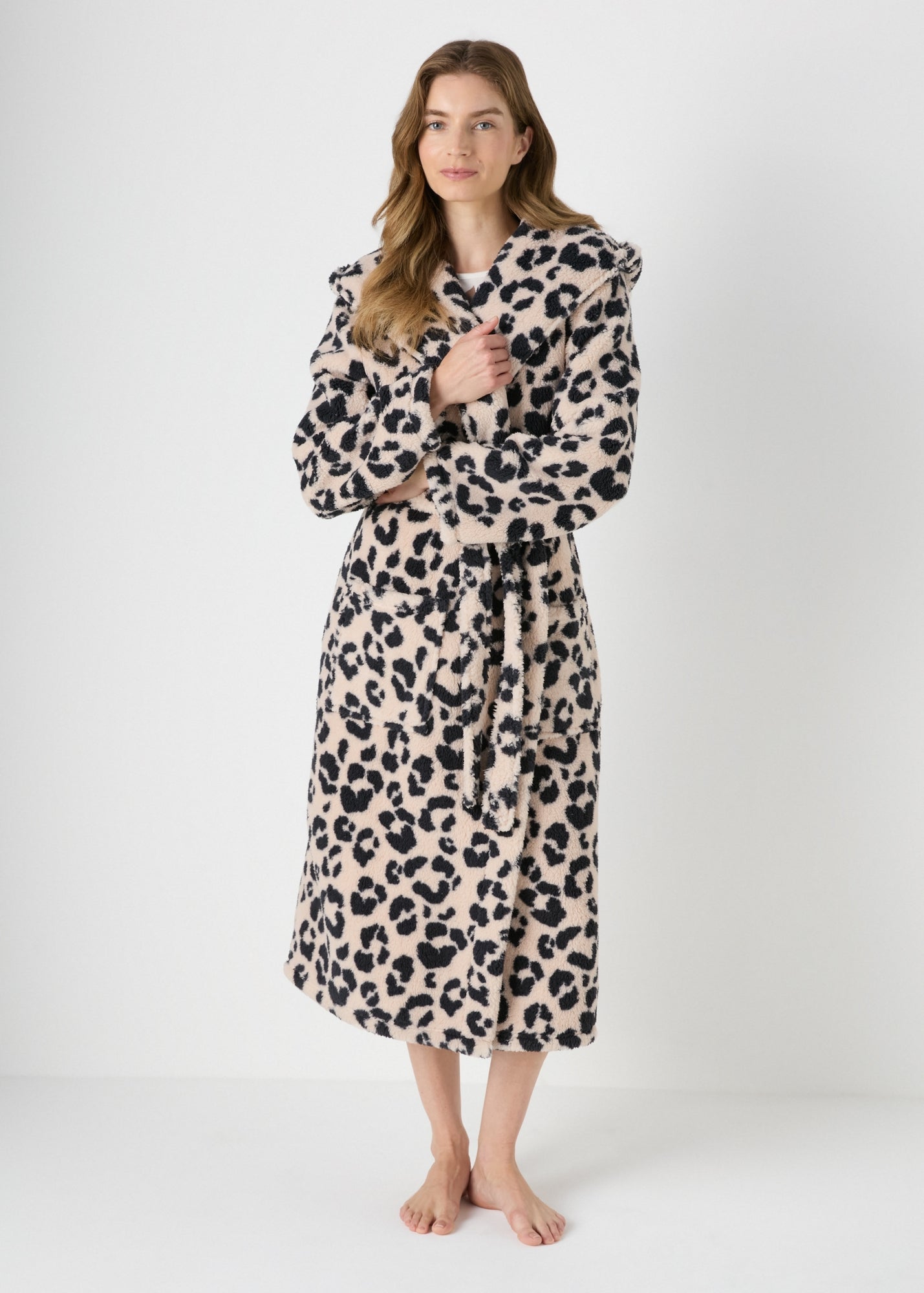 Cream Animal Print Dressing Gown  F473599