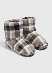 Grey Check Slipper Boots  M213122