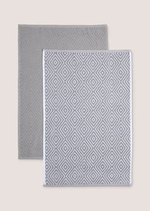 2 Pack Grey Geometric Tea Towels M485496
