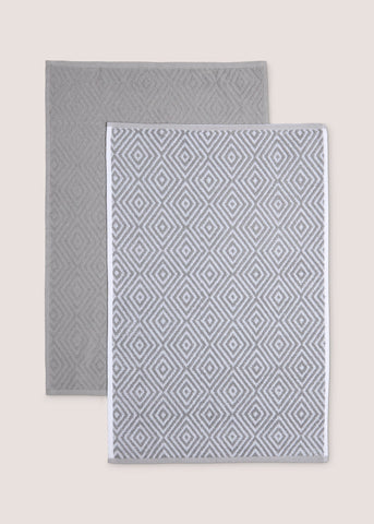 2 Pack Grey Geometric Tea Towels M485496