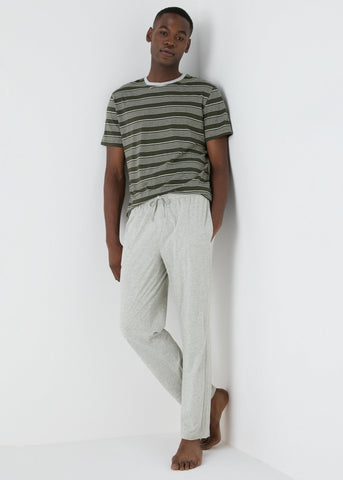 Khaki Stripe Pyjama Set  M251265