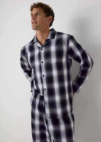 Black Check Woven Pyjama Set  M251279