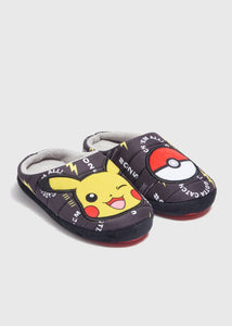 Pokémon Boys Black Pikachu Mule Slippers (Younger 10-Older 6)  C303887