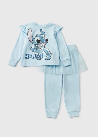 Disney Kids Blue Stitch Tutu Top & Bottoms Pyjama Set (1-7yrs) C294962