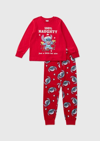 Disney Kids Red Christmas Stitch Pyjama Set (4-12yrs) C294977