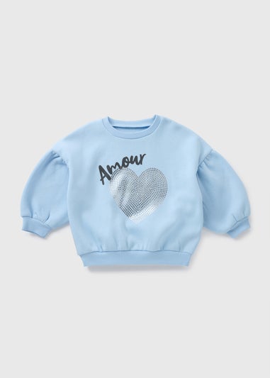 Girls Blue Amour Heart Sweatshirt (1-7yrs) C252004
