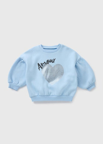 Girls Blue Amour Heart Sweatshirt (1-7yrs) C252004