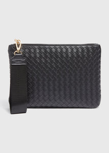 Black Weave Detail Wristlet Clutch  F442000