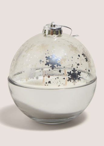 Wondrous Silver Snowflake Bauble Candle (11cm x 11cm x 12cm) M698897