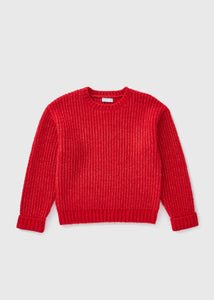 Girls Red Ribbed Crew Neck Jumper (7-15yrs)  G325213