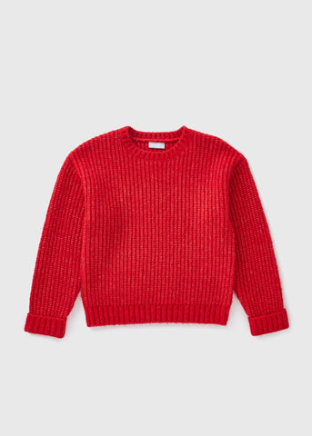 Girls Red Ribbed Crew Neck Jumper (7-15yrs)  G325214