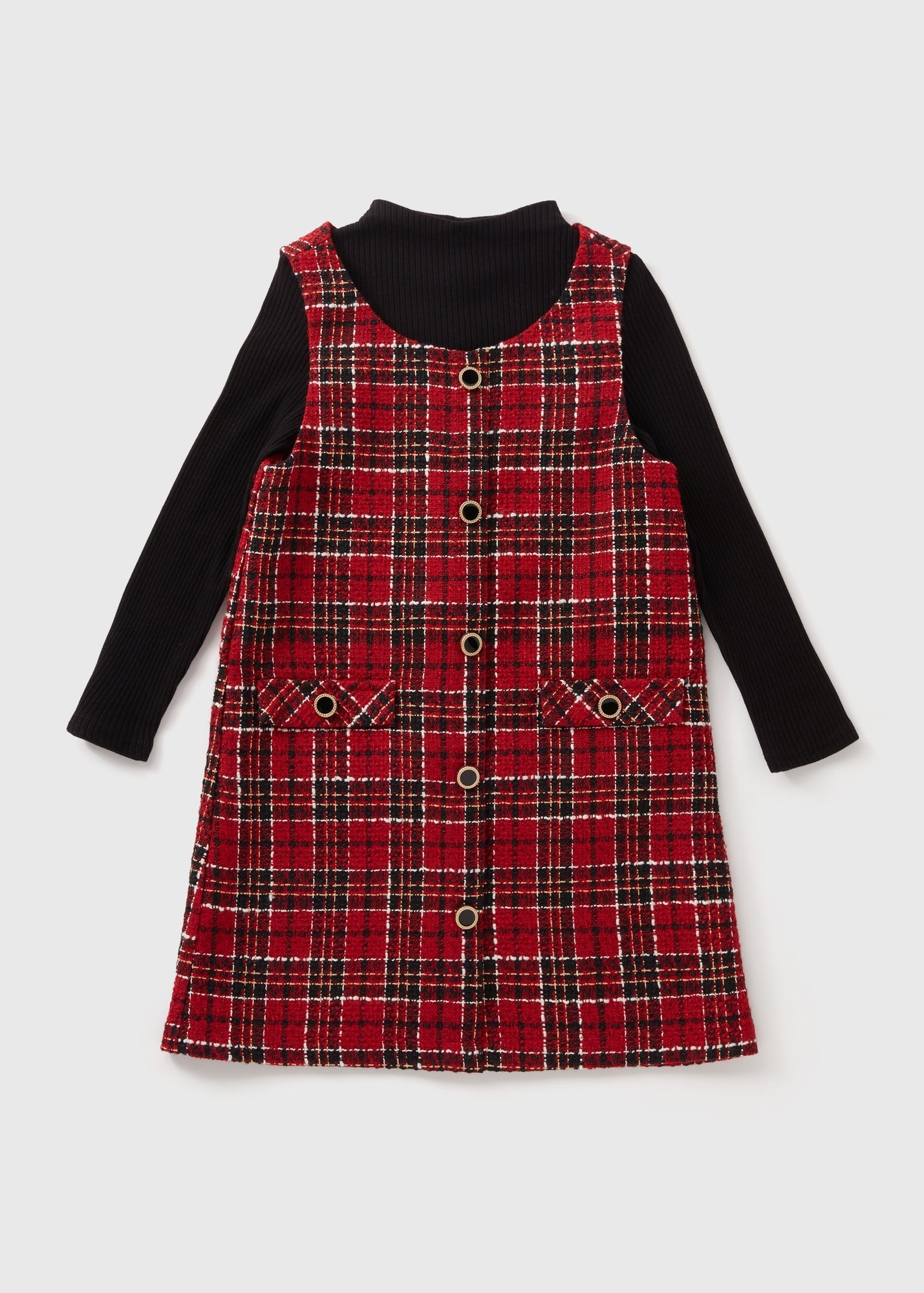 Girls Red Check Pinafore Dress (7-15yrs)  G411147