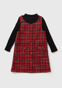 Girls Red Check Pinafore Dress (7-15yrs)  G411147