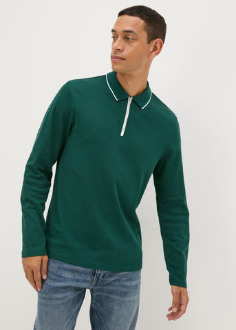 Green Tipped Interlock Long Sleeve Polo Shirt  M437663