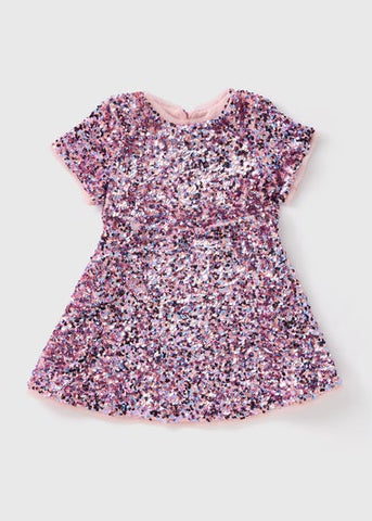 Girls Pink Sequin Dress (1-7yrs) C101523