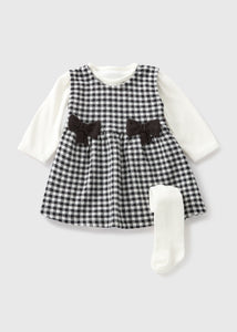 Baby Black Jacquard Dress & Tights Set (Newborn-23mths)  C321211